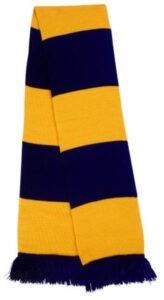 bufanda casual retro futbolera azul marino y amarillo