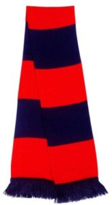 bufanda casual retro futbolera azul marino y rojo