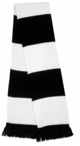 bufanda casual retro futbolera blanca y negra