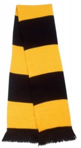 bufanda casual retro futbolera negro y amarillo