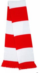 bufanda casual retro futbolera roja y blanca