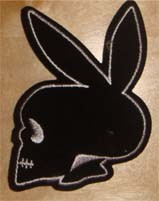 calavera playboy negro parche bordado