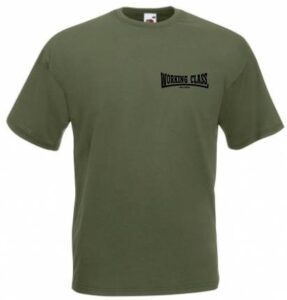 Working class records camiseta verde oliva bordado negro