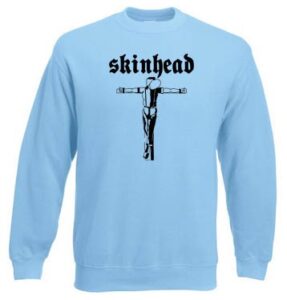 Skinhead crucificado sudadera sin capucha REBAJADA