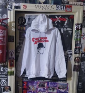 Clockwork antifascista sudadera blanca con capucha REBAJADA