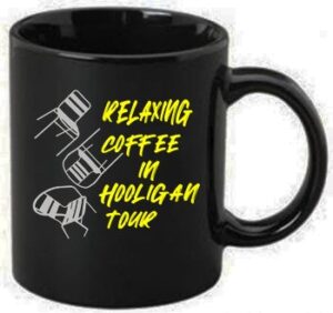 relaxing coffee in hooligan tour taza