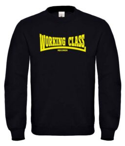 Working class negra letras amarillas sudadera sin capucha