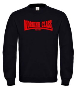 Working class negra letras rojas sudadera sin capucha