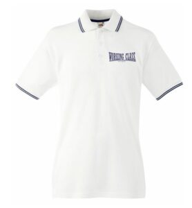 WORKING CLASS polo blanco marino rayas