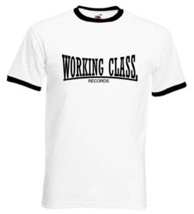 working class records 2 colores blanca cuello negro camiseta