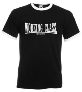 working class records 2 colores negro cuello blanco camiseta