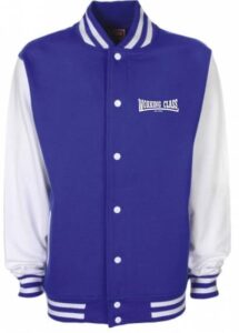 Working Class Records beisbolera azul-blanco bordada