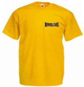 Working Class Records camiseta amarilla bordado negro