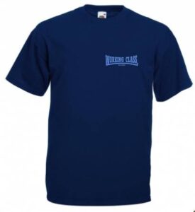 Working Class Records camiseta azul marino bordado azul