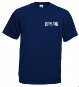 Working Class Records camiseta azul marino bordado blanco