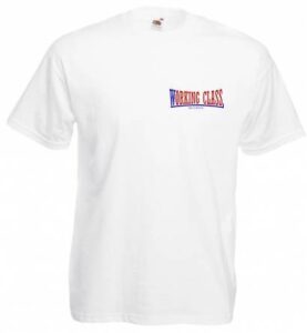 Working Class Records camiseta blanca bordado azul rojo