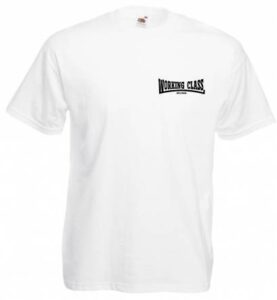 Working Class Records camiseta blanca bordado negro