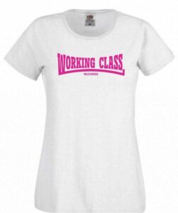 working class records camiseta blanca rosa chica