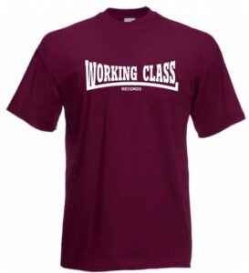 Working Class Records camiseta granate blanco