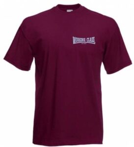Working Class Records camiseta granate bordado azul