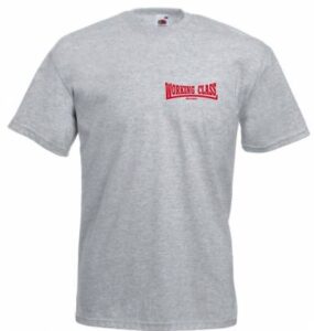 Working Class Records camiseta gris jaspeado bordado rojo