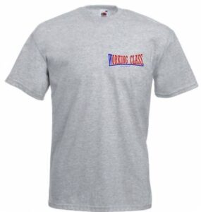 Working Class Records camiseta gris jaspeado bordado rojo azul
