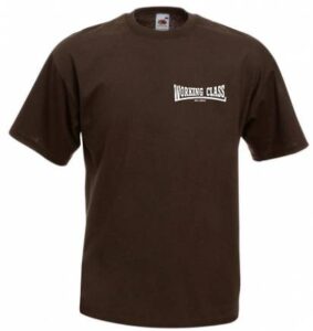 Working Class Records camiseta marrón bordado blanco