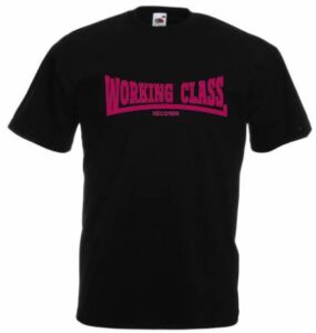 Working Class Records camiseta negra rosa