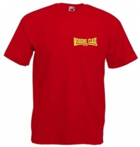 Working Class Records camiseta rojo bordado amarillo