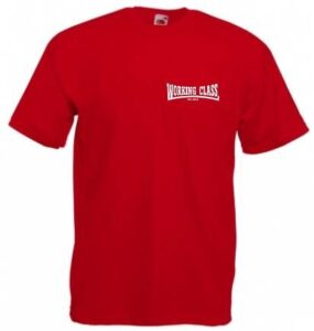 Working Class Records camiseta rojo bordado blanco