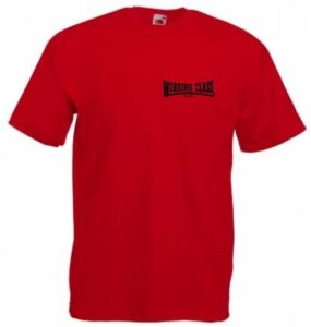 Working Class Records camiseta rojo bordado negro