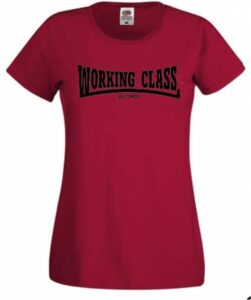 Working Class Records camiseta rojo teja negro chica