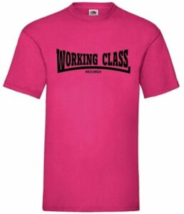 Working Class records camiseta rosa fucsia negro