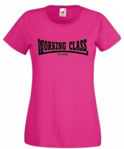 Working Class Records camiseta rosa jaspeado negro chica