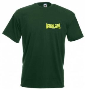 Working Class Records camiseta verde botella bordado amarillo