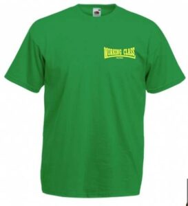 Working Class Records camiseta verde kelly bordado amarillo