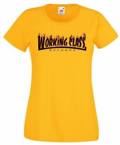 Working Class Records llamas camiseta chica amarilla