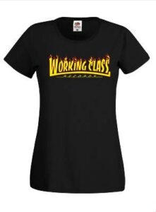 Working Class Records llamas camiseta chica negra