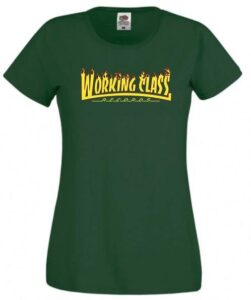 Working Class Records llamas camiseta chica verde botella