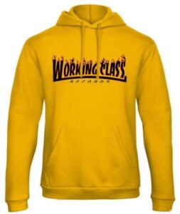 Working Class Records llamas  sudadera amarilla con capucha