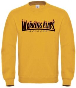 Working Class Records llamas sudadera amarillo sin capucha