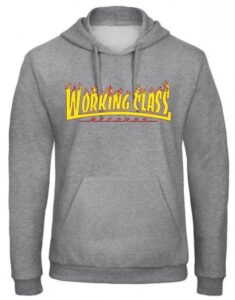 Working Class Records llamas  sudadera gris jaspeado con capucha
