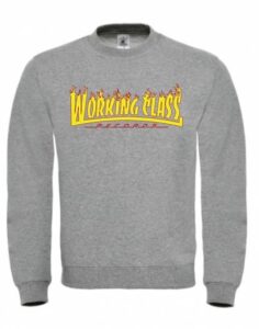 Working Class Records llamas  sudadera gris jaspeado sin capucha