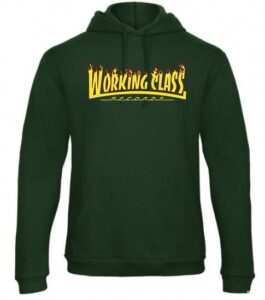 Working Class Records llamas  sudadera verde botella con capucha
