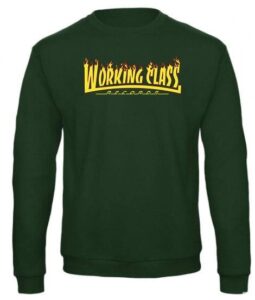 Working Class Records llamas sudadera verde botella sin capucha