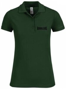 Working Class Records polo verde botella bordado negro chica