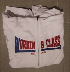 Working Class Records sudadera BLANCA cremallera con capucha CHICO