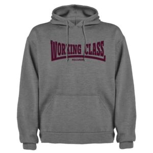 Working Class Records sudadera con capucha gris jaspeado granate