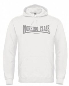 Working Class Records sudadera con capucha blanca gris