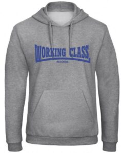 Working Class Records sudadera con capucha gris jaspeado azul